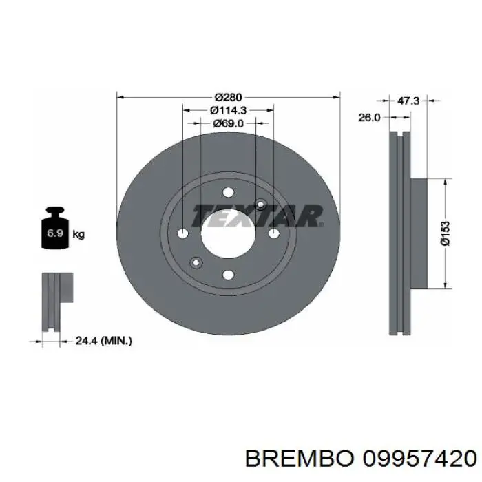 09957420 Brembo диск тормозной передний