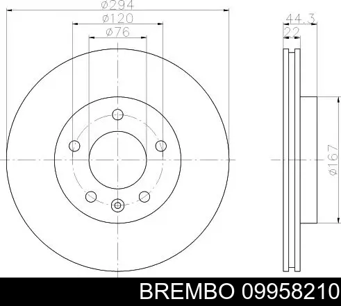 Купить 09958210 Brembo Диск тормозной задний