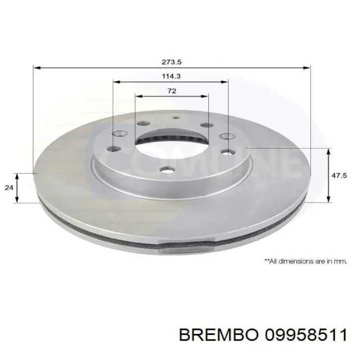 09958511 Brembo Диск тормозной передний