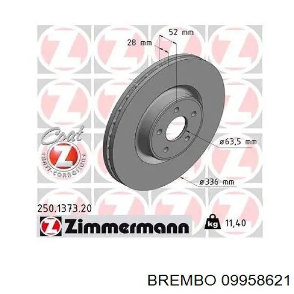 09958621 Brembo Диск тормозной передний