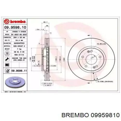 09959810 Brembo диск тормозной передний