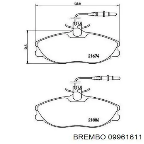 Передние тормозные диски 09961611 Brembo