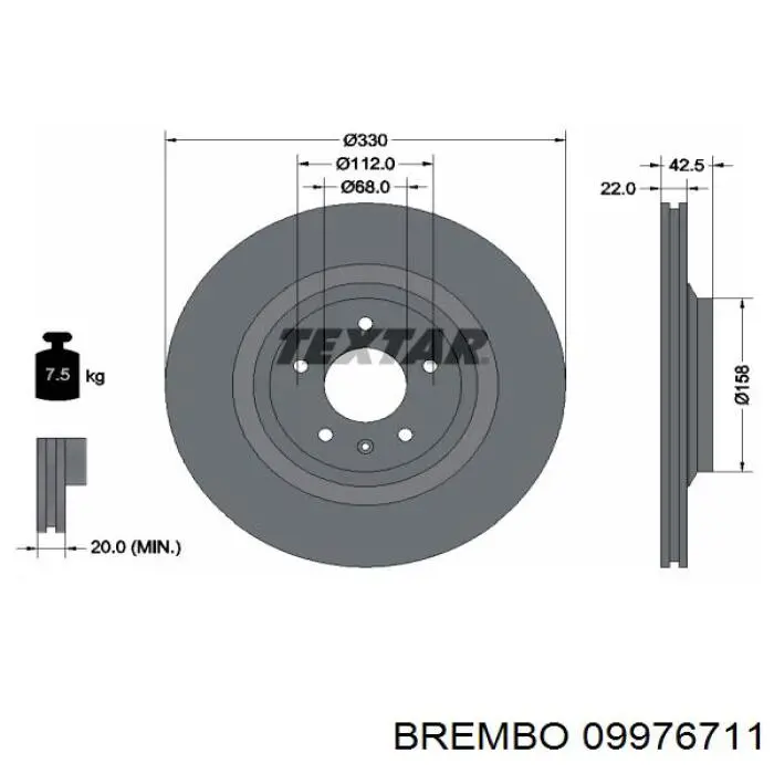 09976711 Brembo Дисковый тормоз