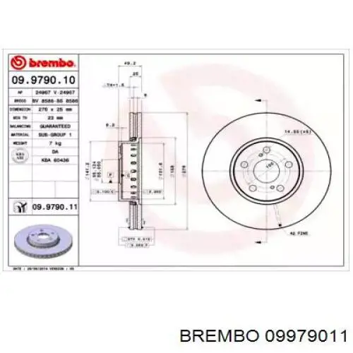 09.9790.11 Brembo диск тормозной передний