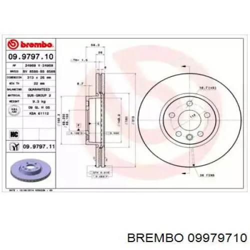 09979710 Brembo диск тормозной передний