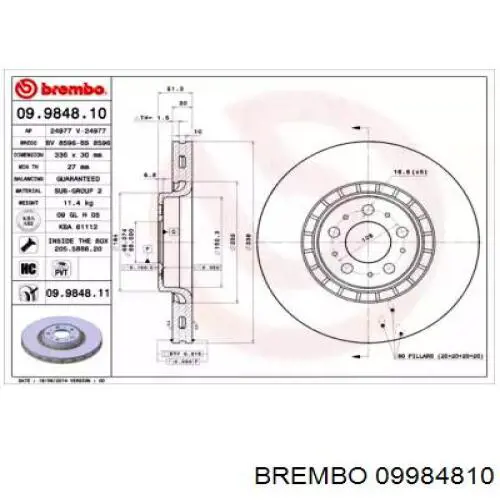 09984810 Brembo диск тормозной передний
