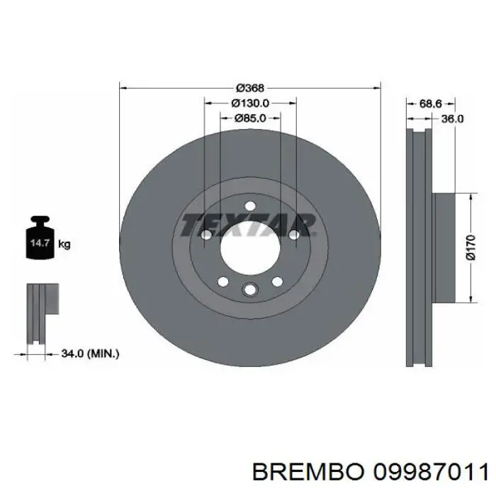 09987011 Brembo Диск тормозной передний