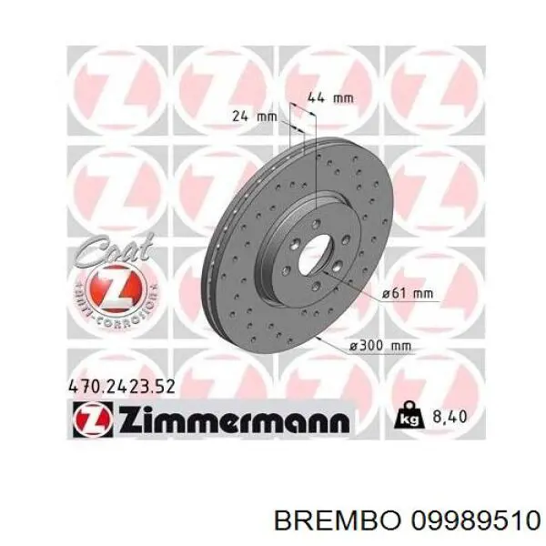 Тормоз дисковый передний Brembo 09989510 цена, от 44.54 USD