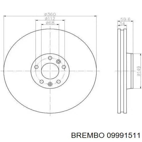 09.9915.11 Brembo диск тормозной передний