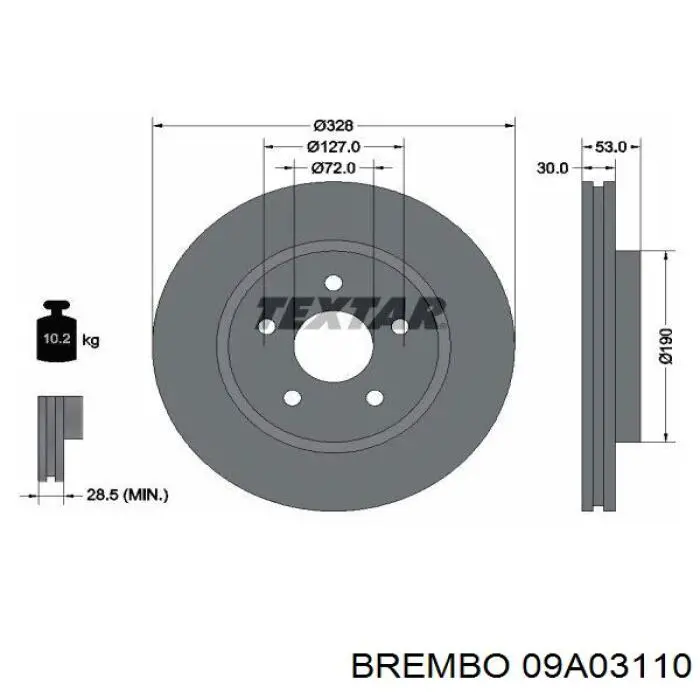 Купить 09A03110 Brembo Ротор тормозной