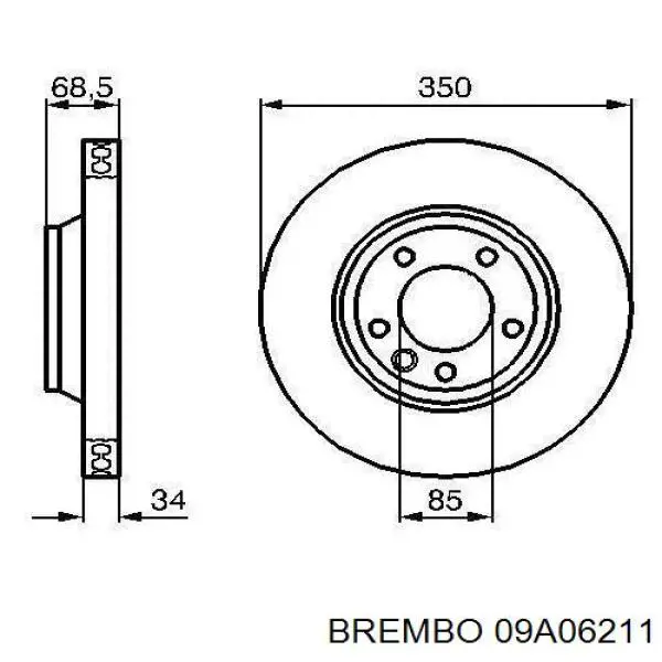 09A06211 Brembo диск тормозной передний