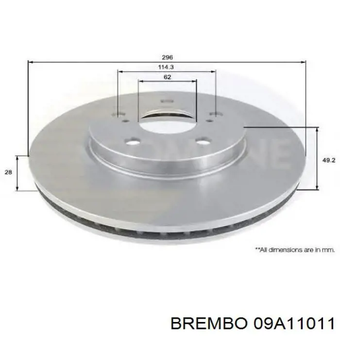Тормоз дисковый передний Brembo 09A11011 цена, от 57.18 USD