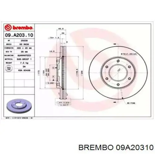 09A20310 Brembo диск тормозной передний