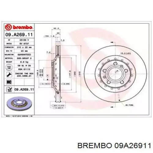 09A26911 Brembo disco do freio traseiro