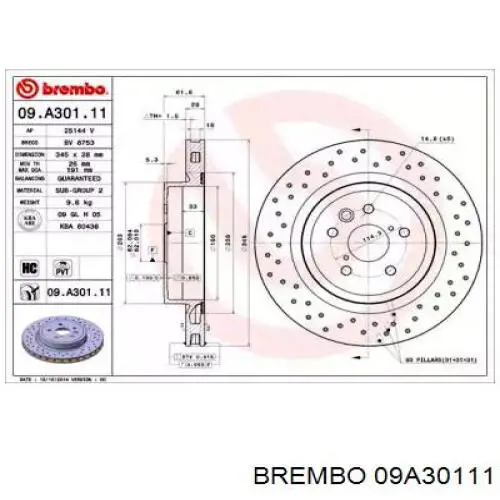 Тормозные диски 09A30111 Brembo