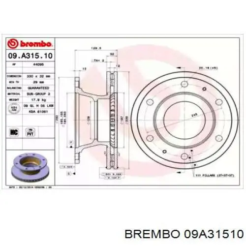 09A31510 Brembo disco do freio dianteiro