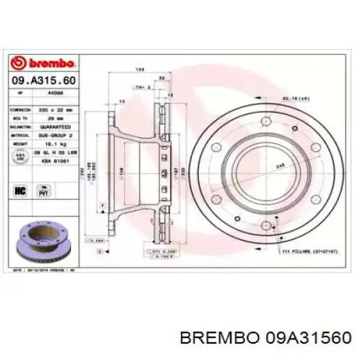 CD5322V Bremsi disco do freio traseiro