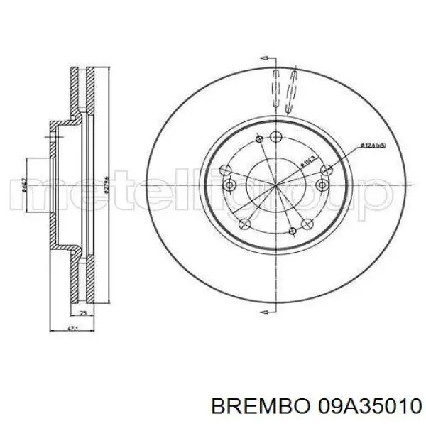 Купить 09A35010 Brembo Ротор тормозной