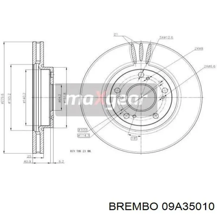Передние тормозные диски 09A35010 Brembo