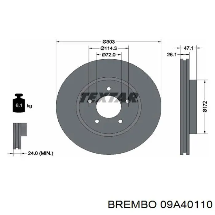09A40110 Brembo диск тормозной передний