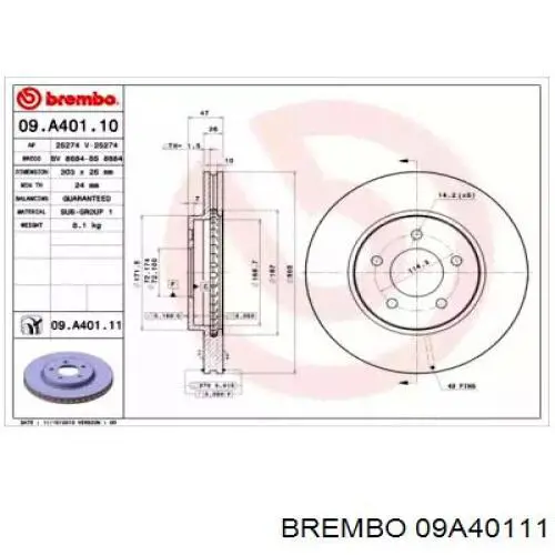 09A40111 Brembo диск тормозной передний