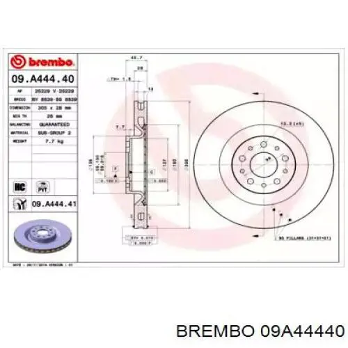 09A44440 Brembo диск тормозной передний