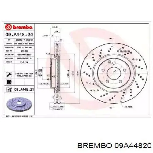 09A44820 Brembo тормозные диски