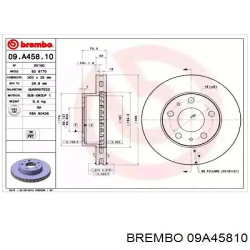 09A45810 Brembo диск тормозной передний