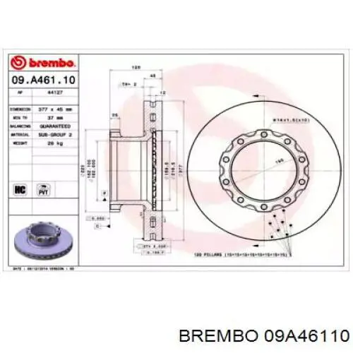 09A46110 Brembo disco do freio dianteiro