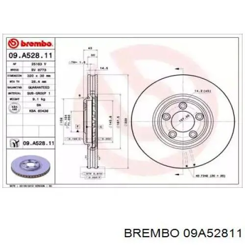 09A52811 Brembo диск тормозной передний