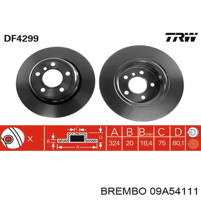 Тормозные диски 09A54111 Brembo