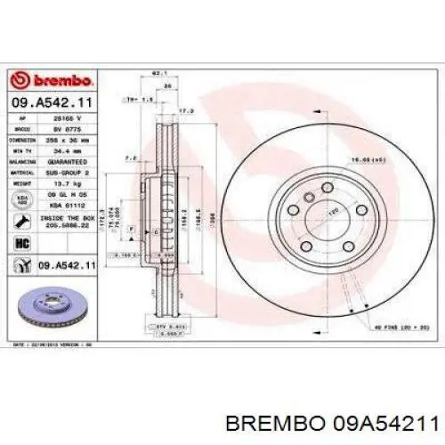 09A54211 Brembo disco do freio dianteiro