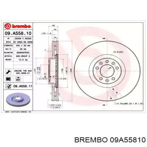 09A55810 Brembo диск тормозной передний