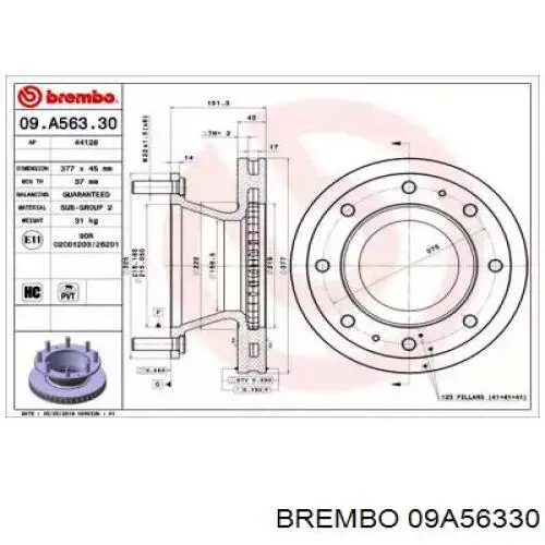 09A56330 Brembo disco do freio dianteiro