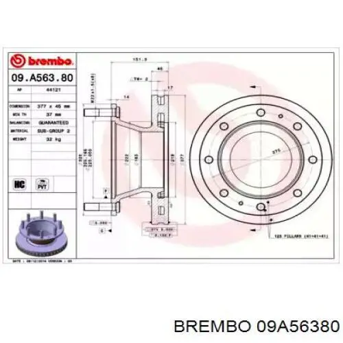 09A56380 Brembo disco do freio traseiro