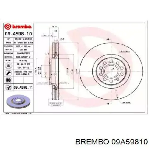 09A59810 Brembo диск тормозной передний