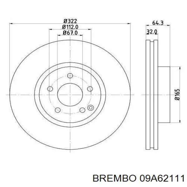 09.A621.11 Brembo диск тормозной передний