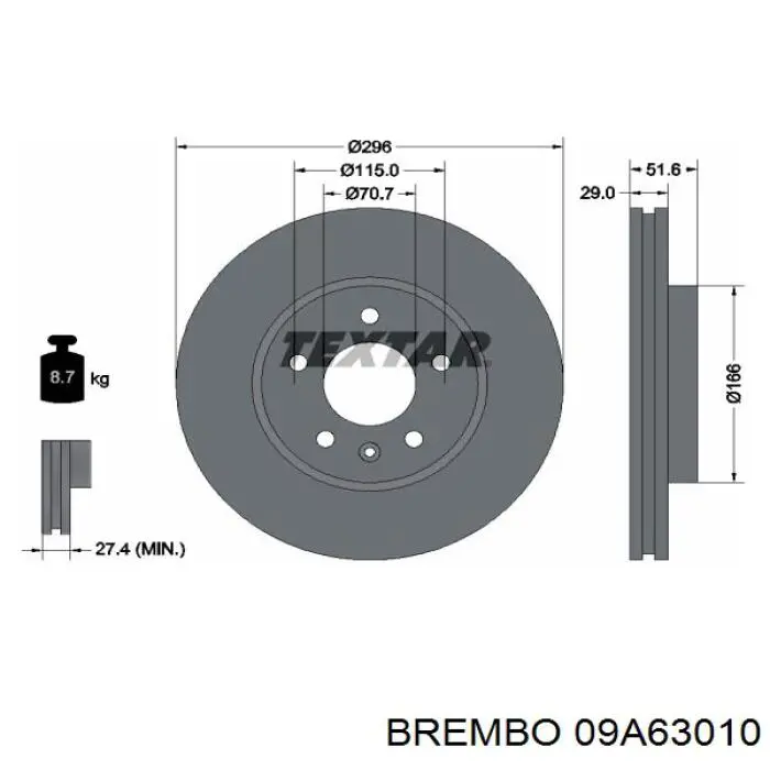 09A63010 Brembo Диск тормозной передний