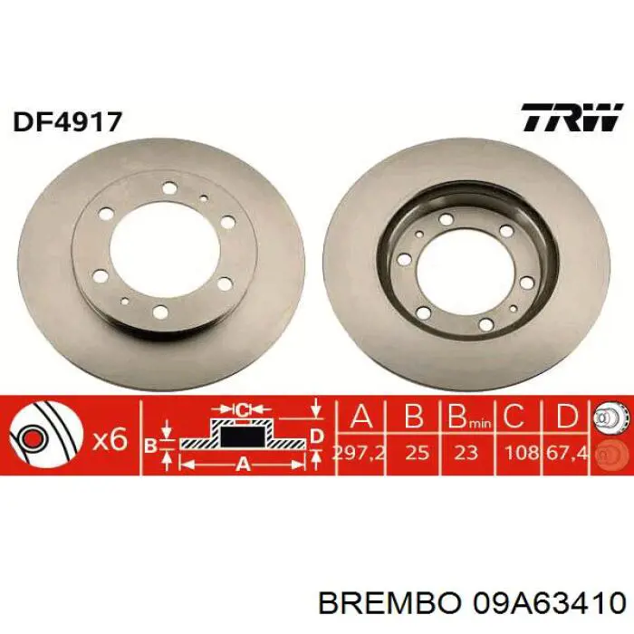 09.A634.10 Brembo диск тормозной передний