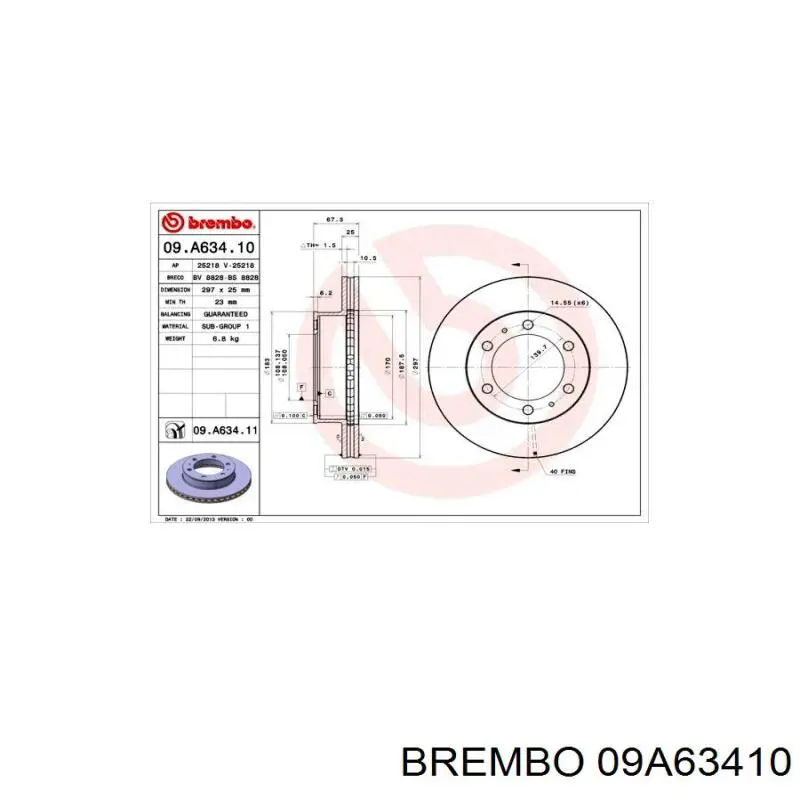 09A63410 Brembo Диск тормозной передний