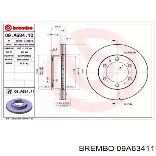 Передние тормозные диски 09A63411 Brembo