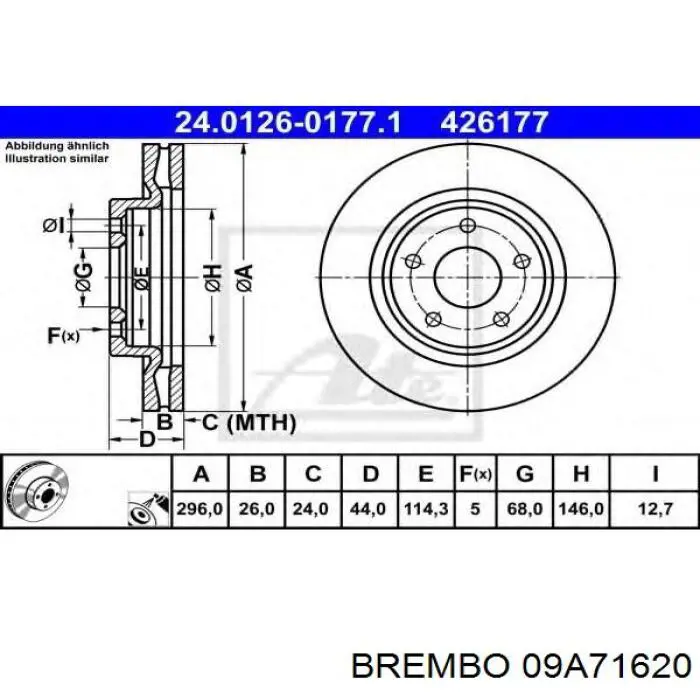 Купить 09A71620 Brembo Ротор тормозной