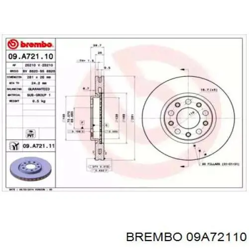 09A72110 Brembo диск тормозной передний