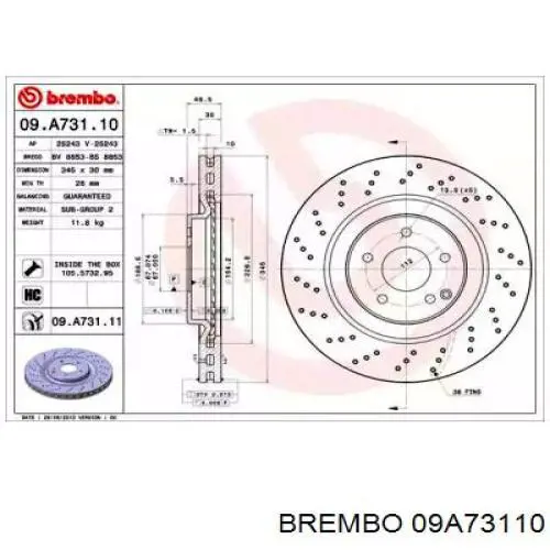 09A73110 Brembo диск тормозной передний