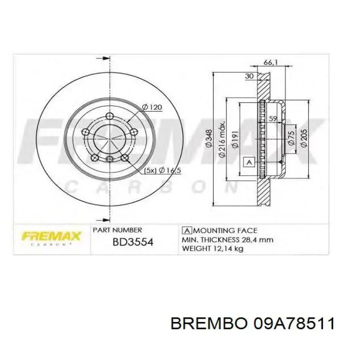 09A78511 Brembo диск тормозной передний