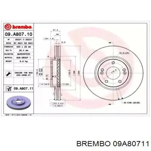 09A80711 Brembo disco do freio dianteiro