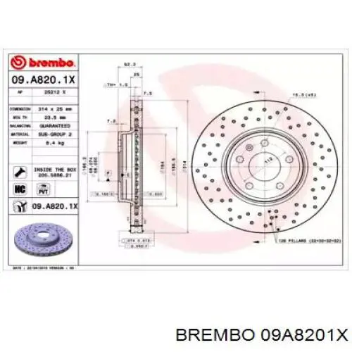 Купить 09A8201X Brembo Ротор тормозной