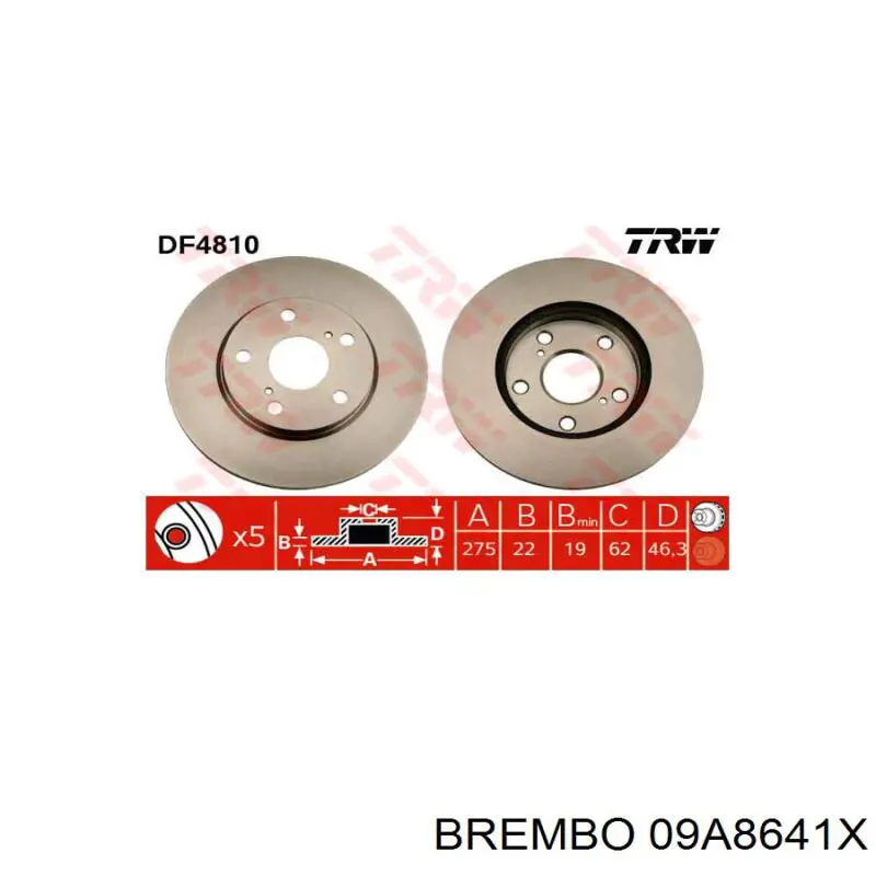 Купить 09A8641X Brembo Ротор тормозной