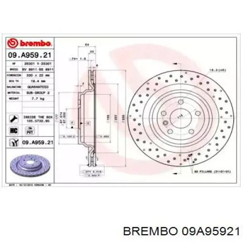 09.A959.21 Brembo диск тормозной задний