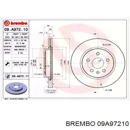 09A97210 Brembo диск тормозной задний